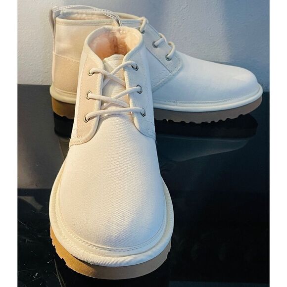 UGG Neumel Natural Canvas Ankle Boots Off White Men’s Sz 12 (1117613) NWOB - Picture 1 of 10
